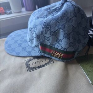 Gucci X Palace Blue Baseball Canvas Hat